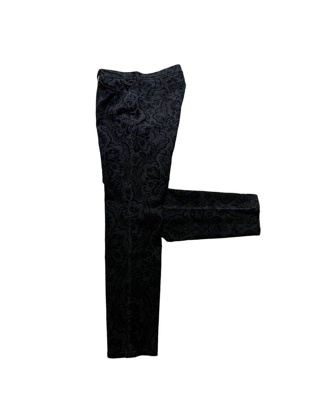 LRL Lauren Ralph Lauren Black Velvet floral print jeans Size